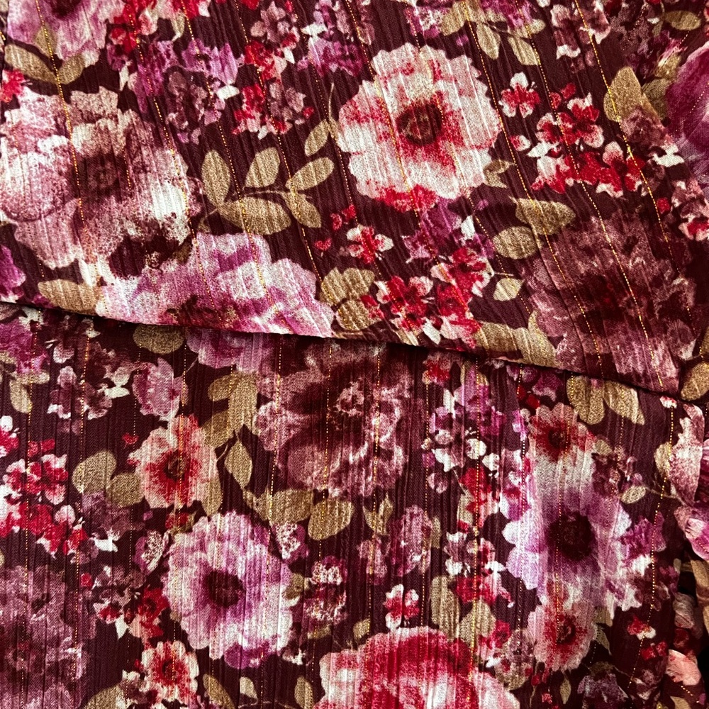 Mi Ami for Francesca’s Floral Wrap Dress S Ruffle Hem Sheer Overlay NWT - Picture 4 of 7